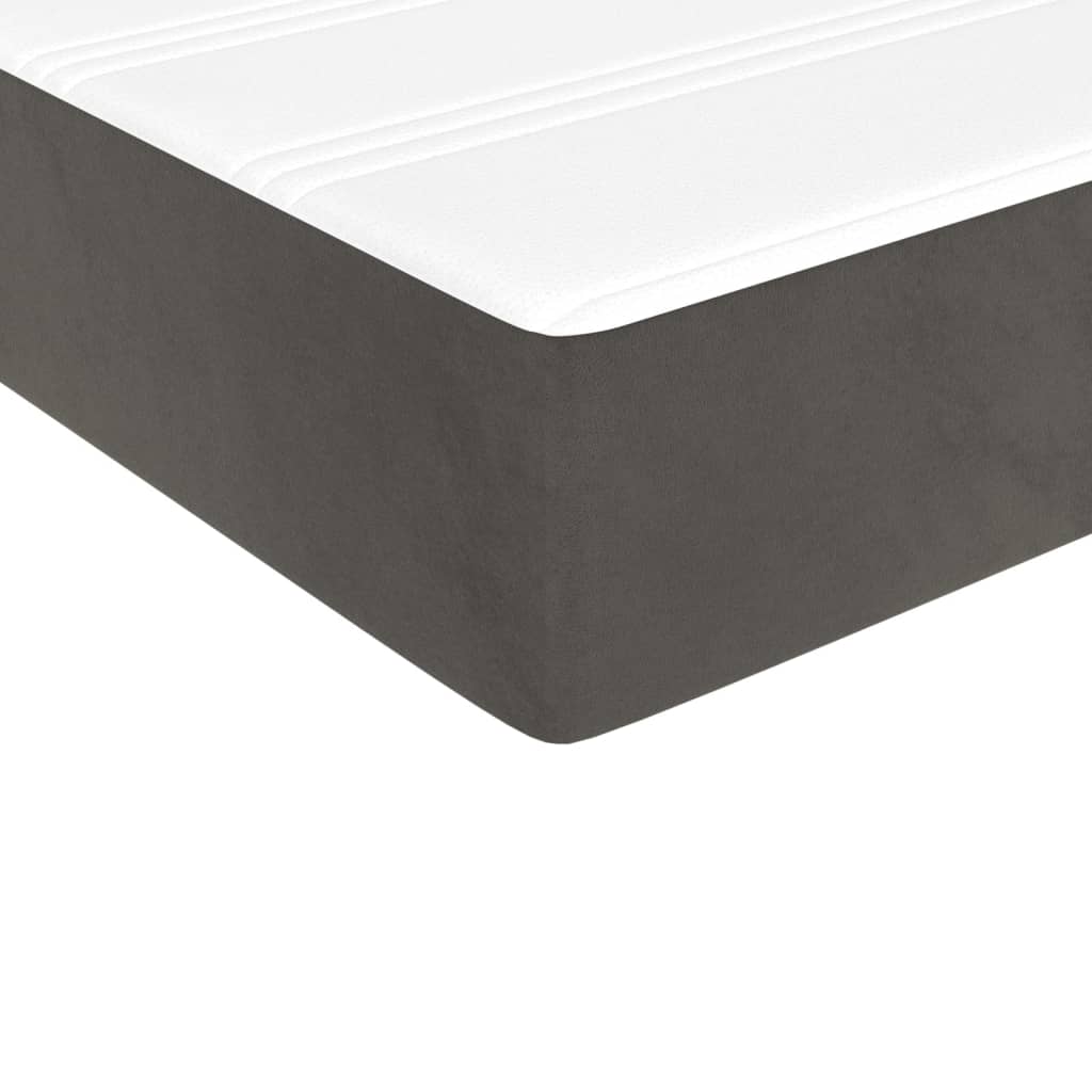 Sommier tapissier avec matelas gris foncé 100x200 cm velours