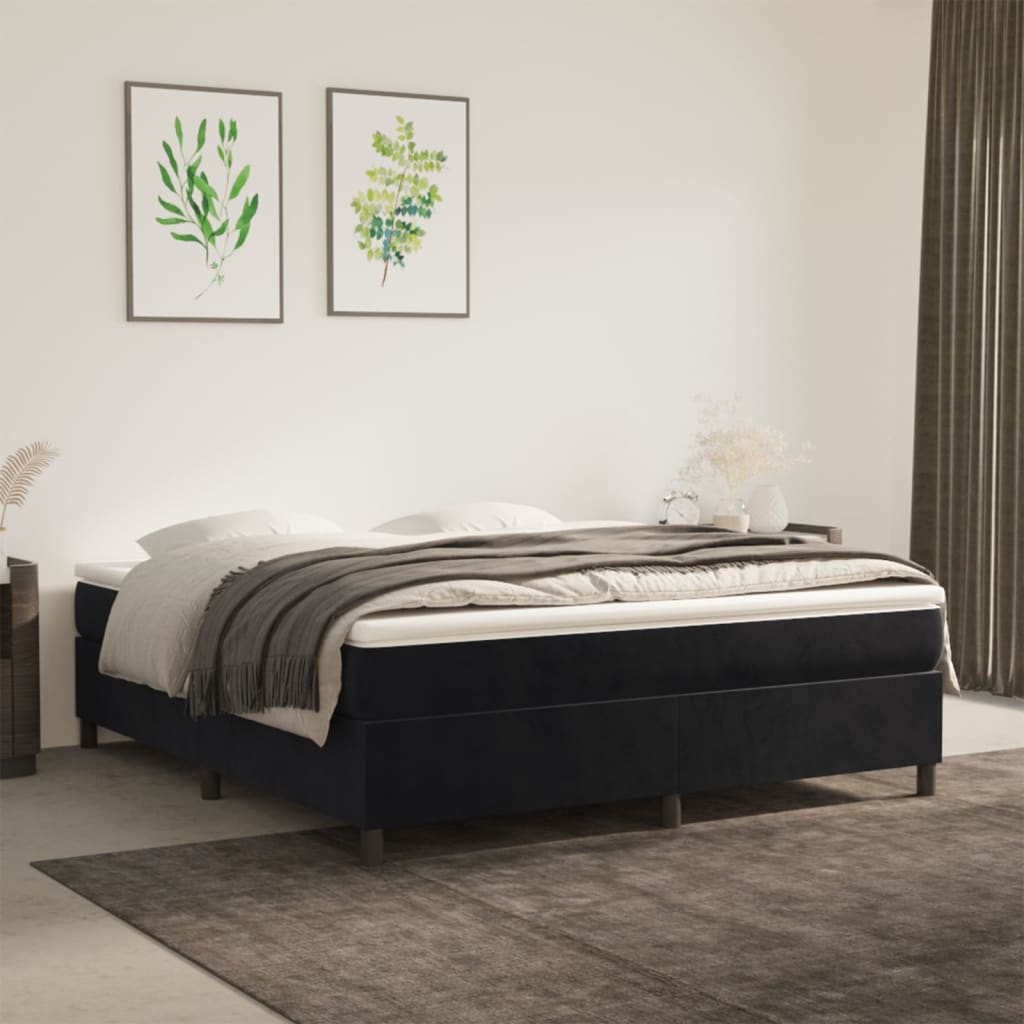 Box spring bed with mattress black 160x200 cm velvet