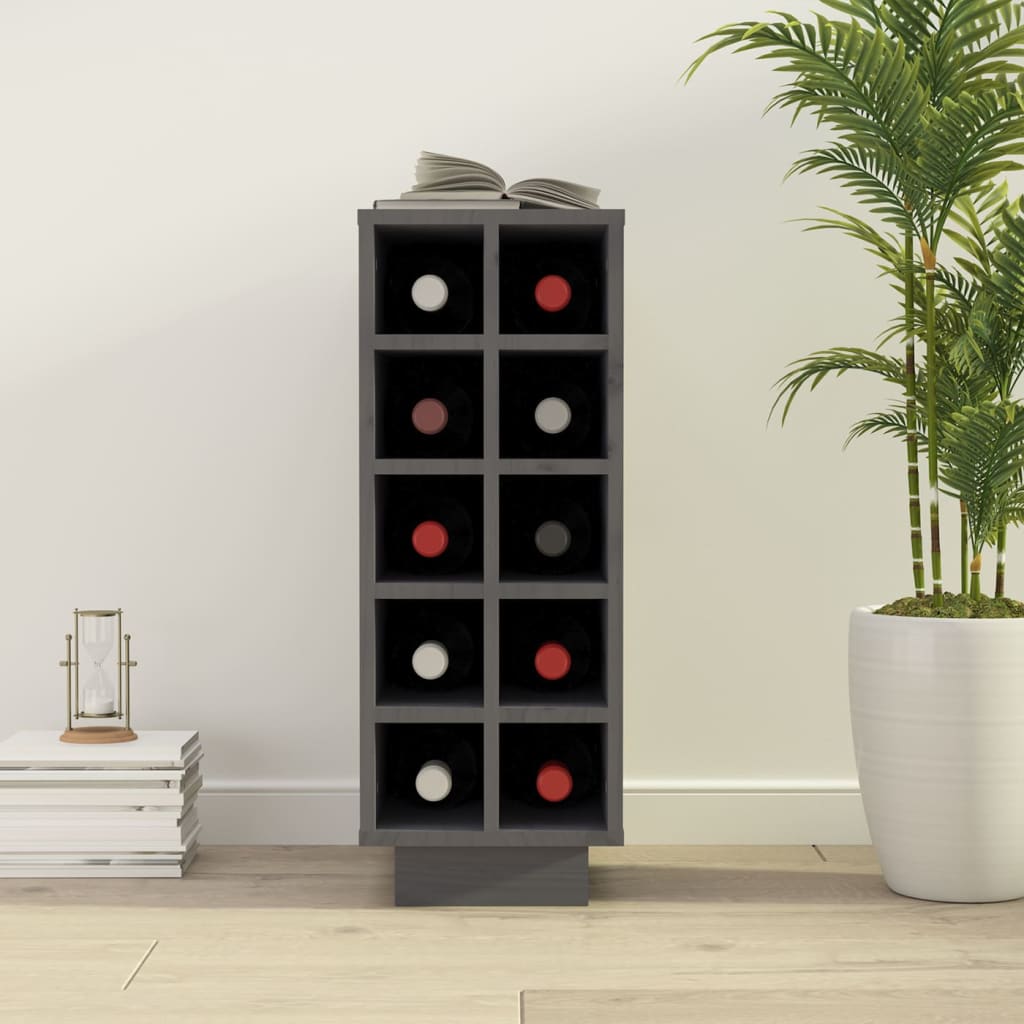 Weinregal Grau 23x34x61 cm Massivholz Kiefer
