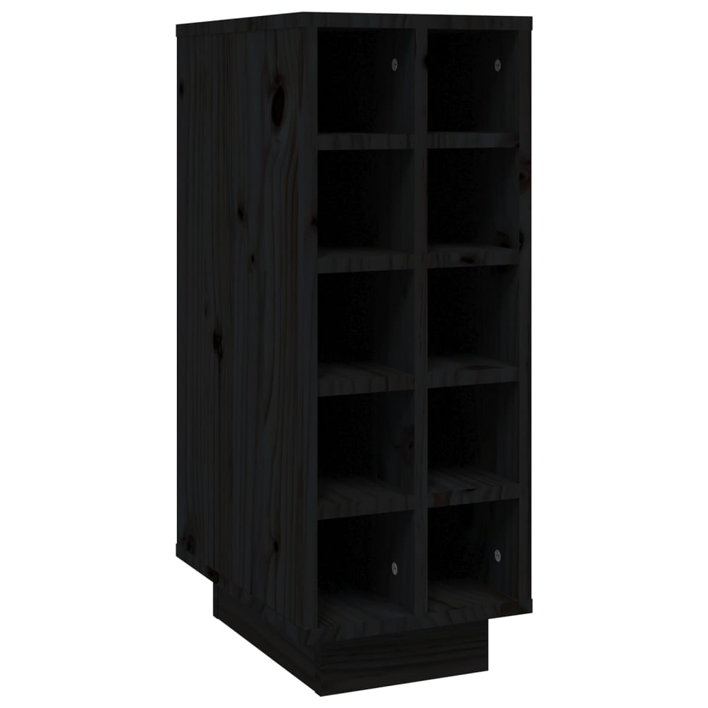 Weinregal Schwarz 23x34x61 cm Massivholz Kiefer