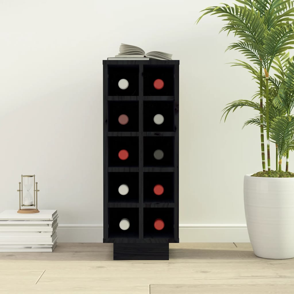 Weinregal Schwarz 23x34x61 cm Massivholz Kiefer