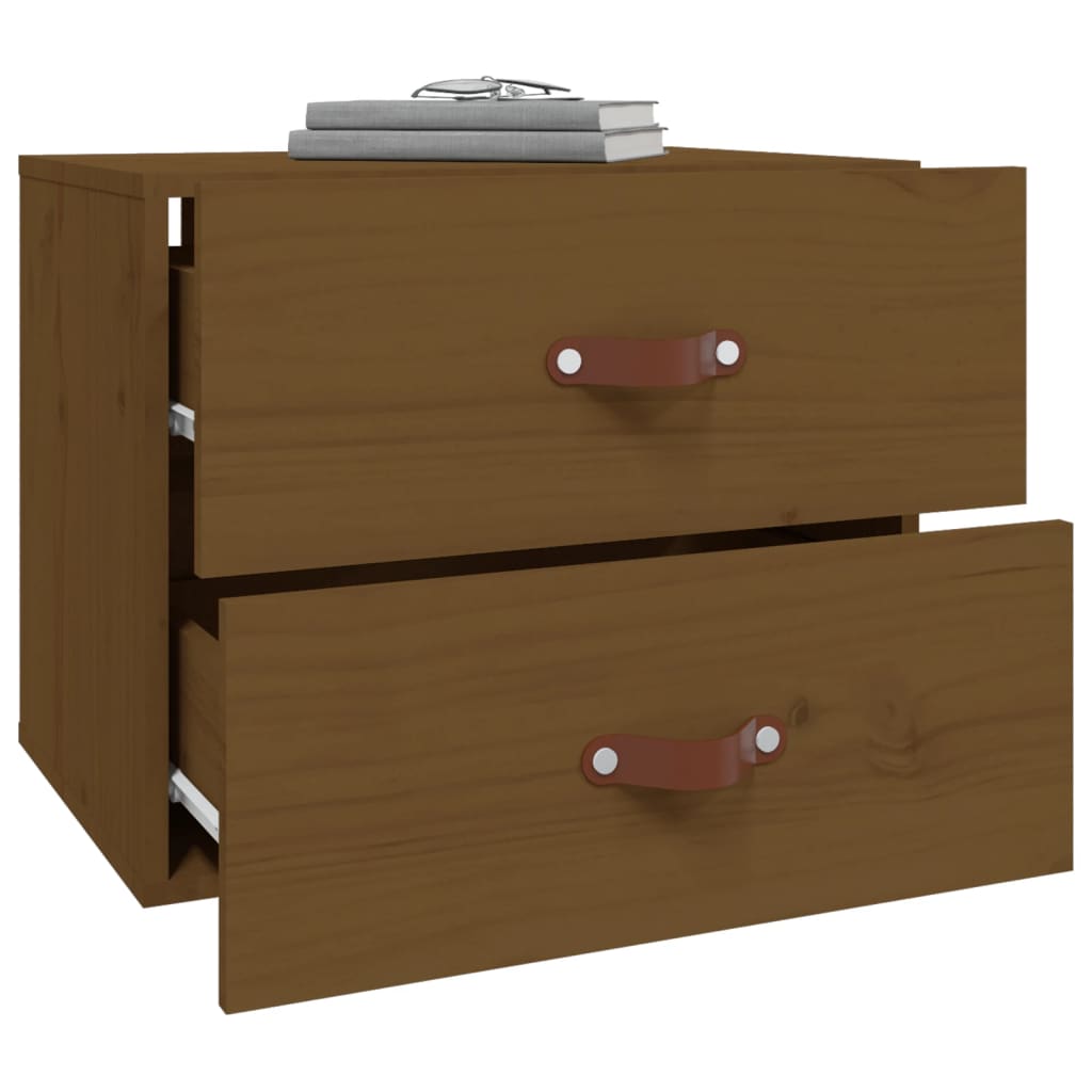 Wall-mounted bedside tables 2 pcs. Honey brown 50x36x40 cm