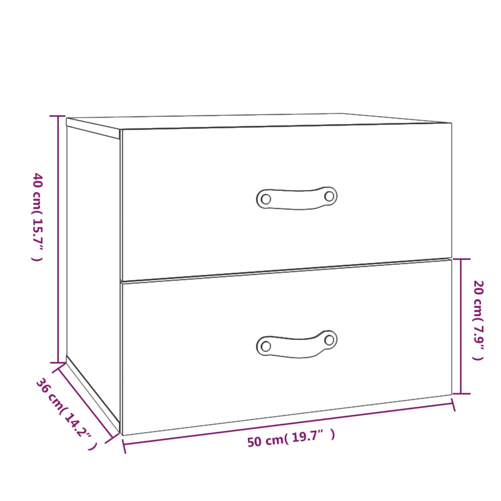 Wall Bedside Table Black 50x36x40 cm