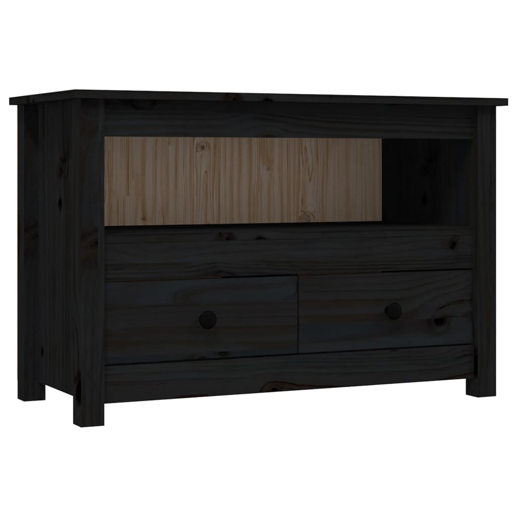 Meuble TV noir79x35x52 cm en bois de pin massif