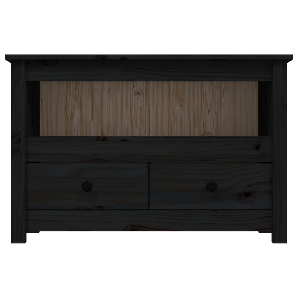Meuble TV noir79x35x52 cm en bois de pin massif