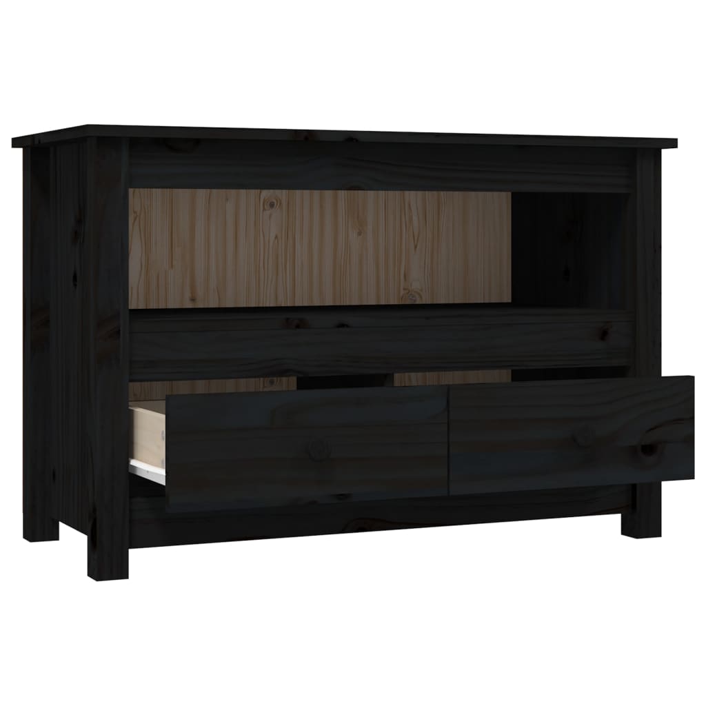 Meuble TV noir79x35x52 cm en bois de pin massif