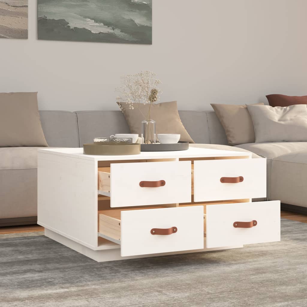 Coffee Table White 80x80x45 cm Solid Pine