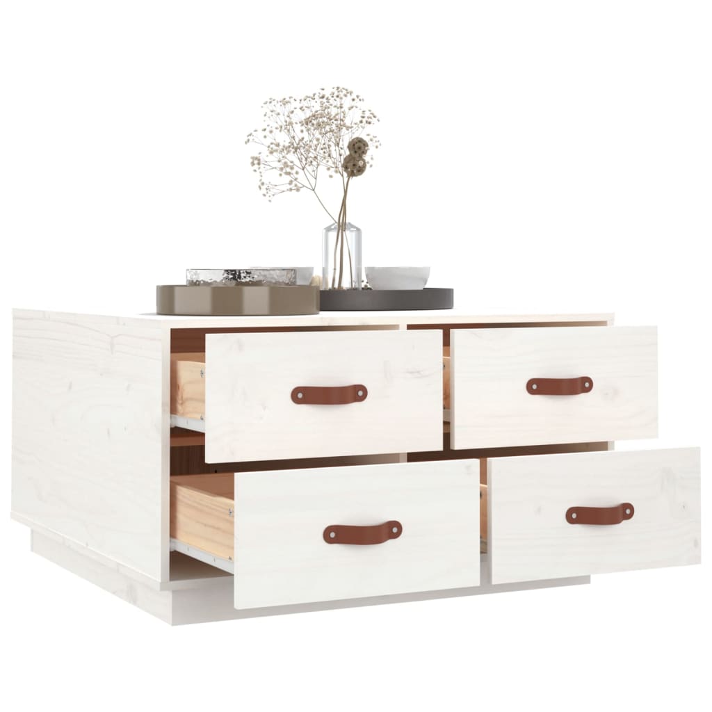 Coffee Table White 80x80x45 cm Solid Pine