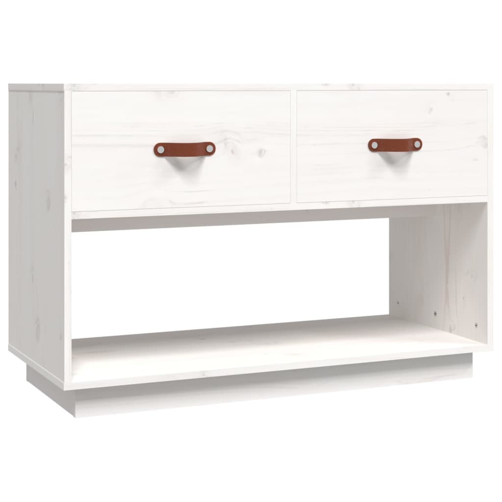 Meuble TV blanc 90x40x60 cm en bois de pin massif