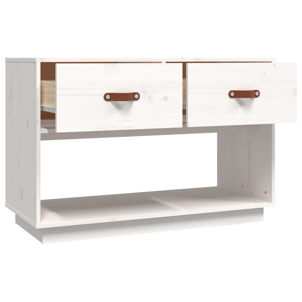 Meuble TV blanc 90x40x60 cm en bois de pin massif