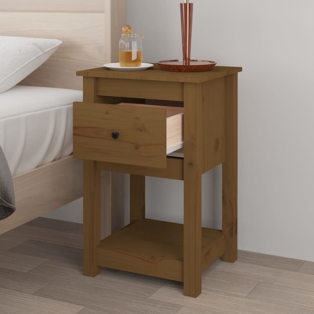 Bedside table honey brown 40x35x61.5 cm solid pine wood
