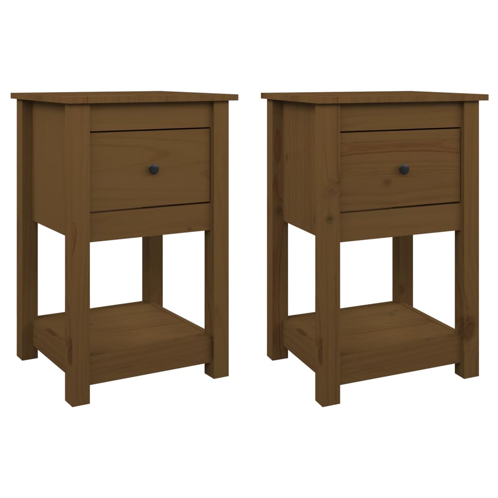 Tables de chevet 2 pcs. marron miel 40x35x61,5 cm en bois de pin massif