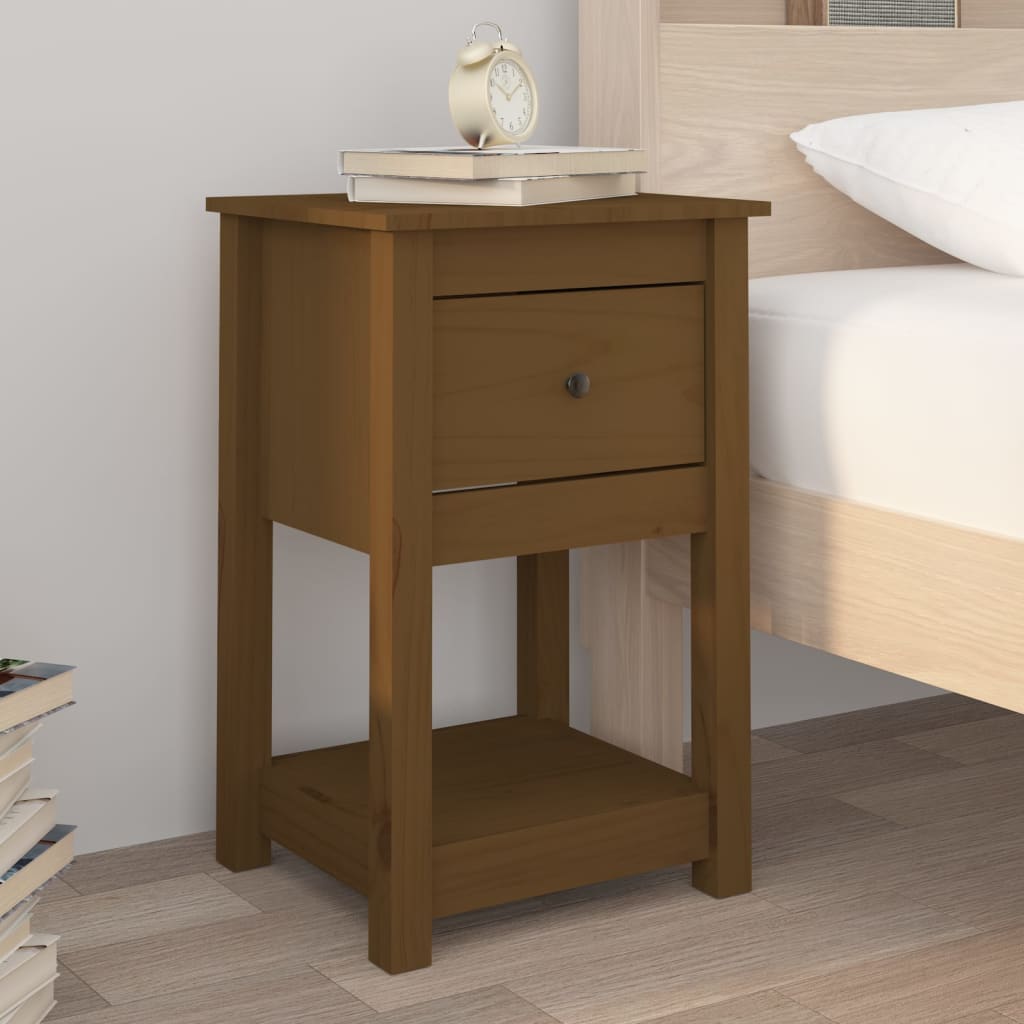 Tables de chevet 2 pcs. marron miel 40x35x61,5 cm en bois de pin massif