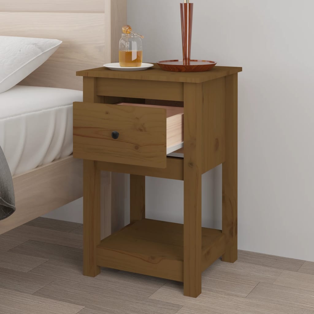 Tables de chevet 2 pcs. marron miel 40x35x61,5 cm en bois de pin massif