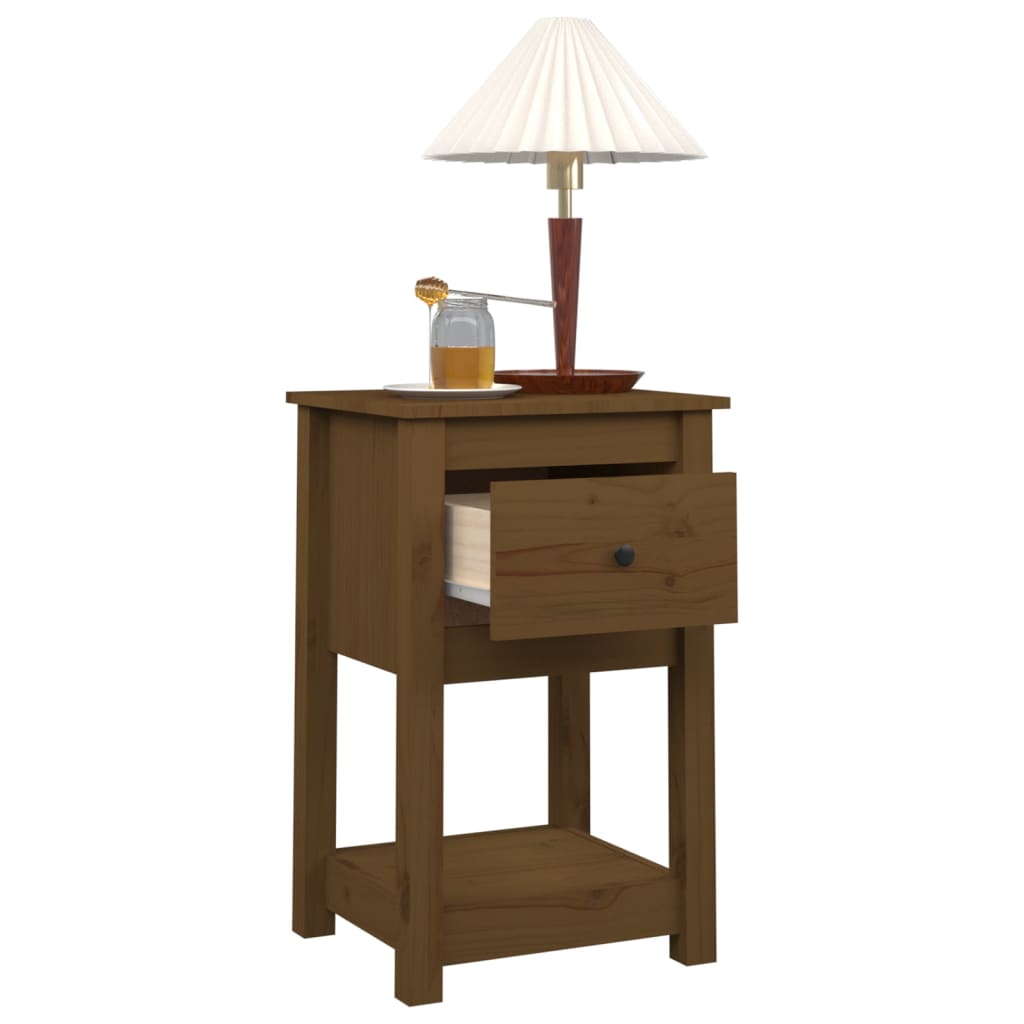 Tables de chevet 2 pcs. marron miel 40x35x61,5 cm en bois de pin massif