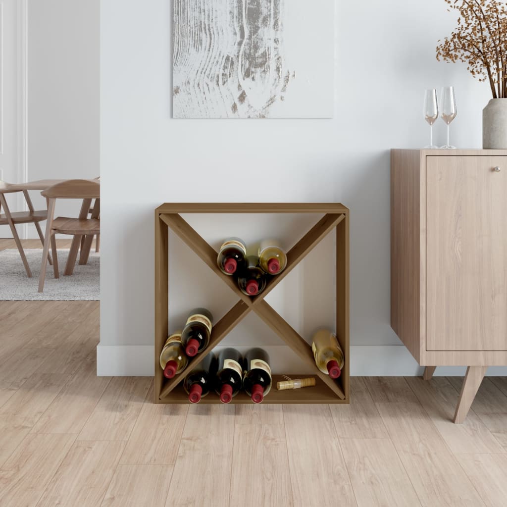 Wine rack honey brown 62x25x62 cm solid pine wood