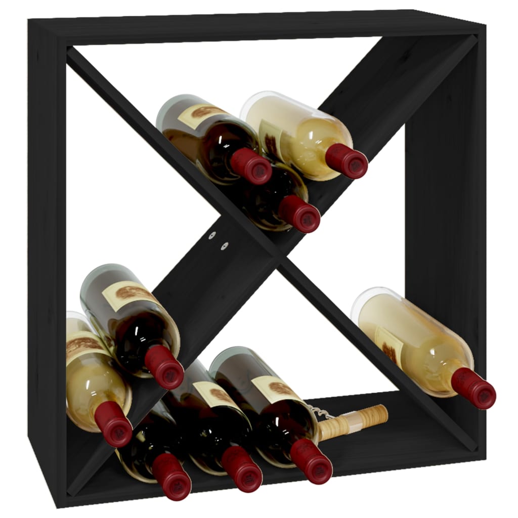 Wine Rack Black 62x25x62 cm Solid Pine