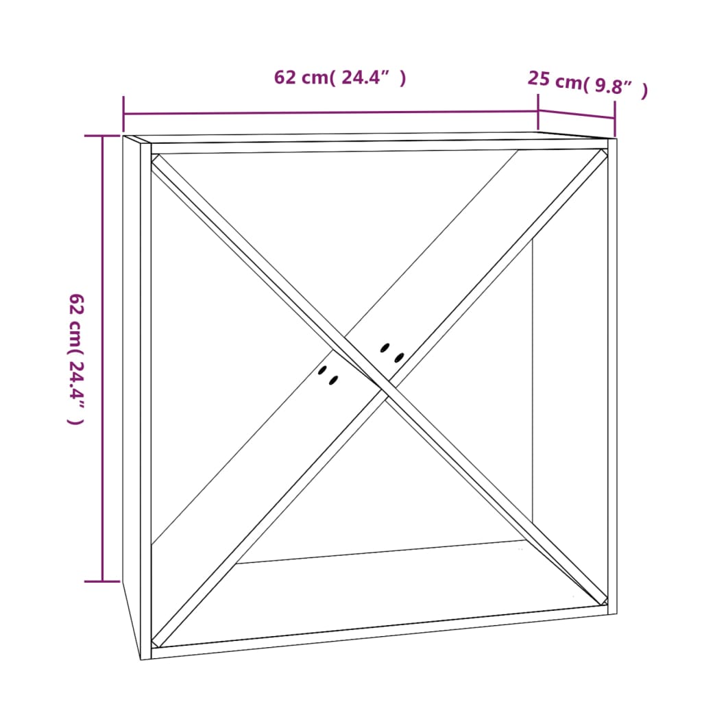 Wine Rack Black 62x25x62 cm Solid Pine