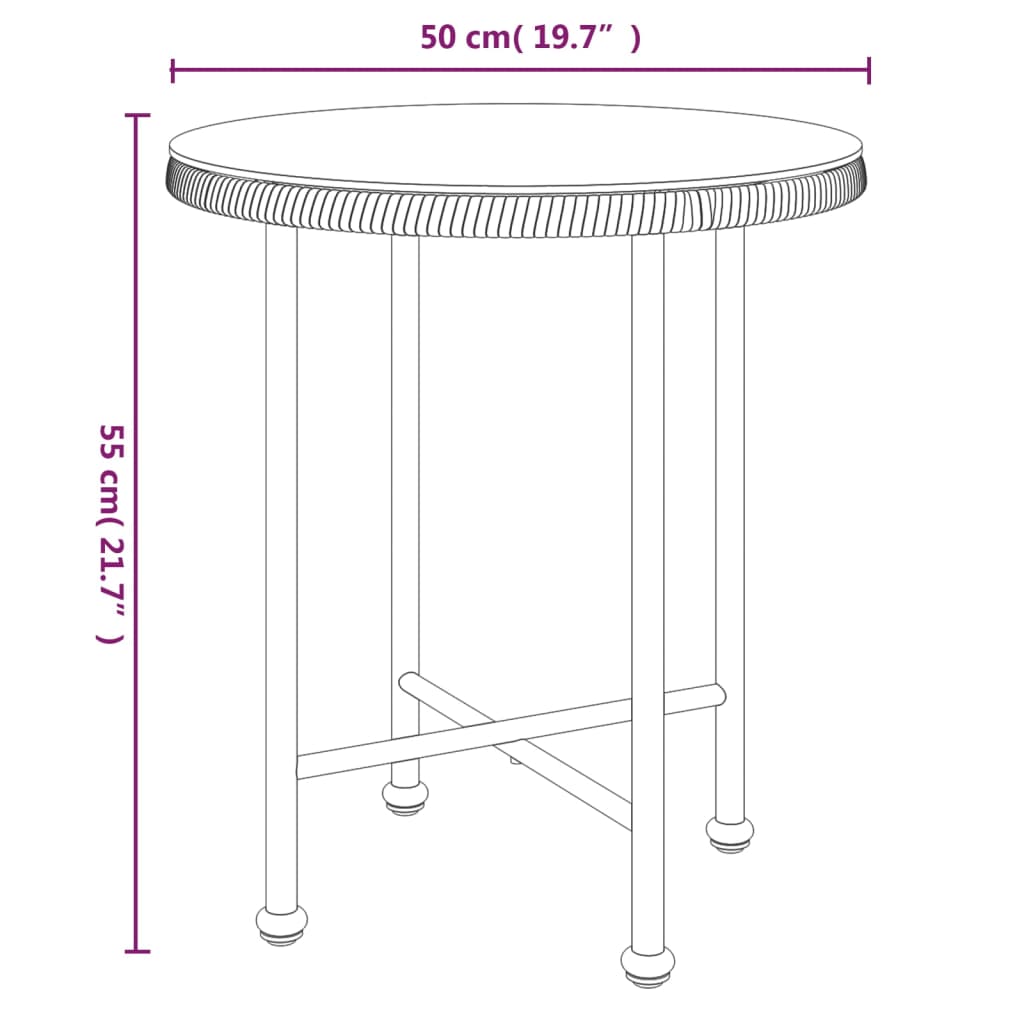 Table à manger Ø50 cm en verre trempé et acier