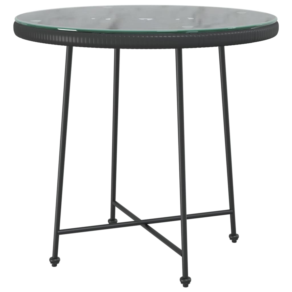 Table à manger noire Ø80 cm verre trempé et acier