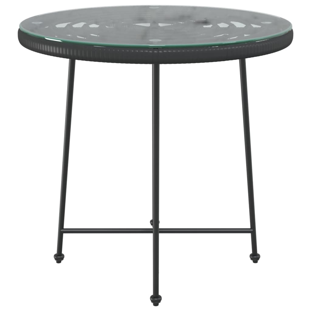 Table à manger noire Ø80 cm verre trempé et acier