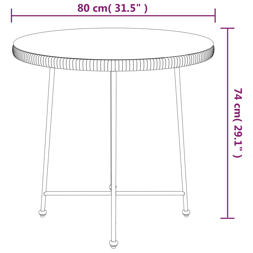 Table à manger noire Ø80 cm verre trempé et acier