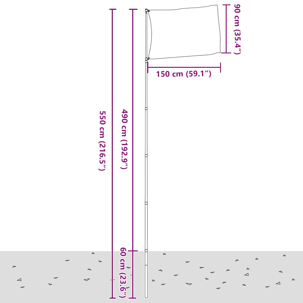 Tschechische Flagge mit Mast 5,5 m Aluminium