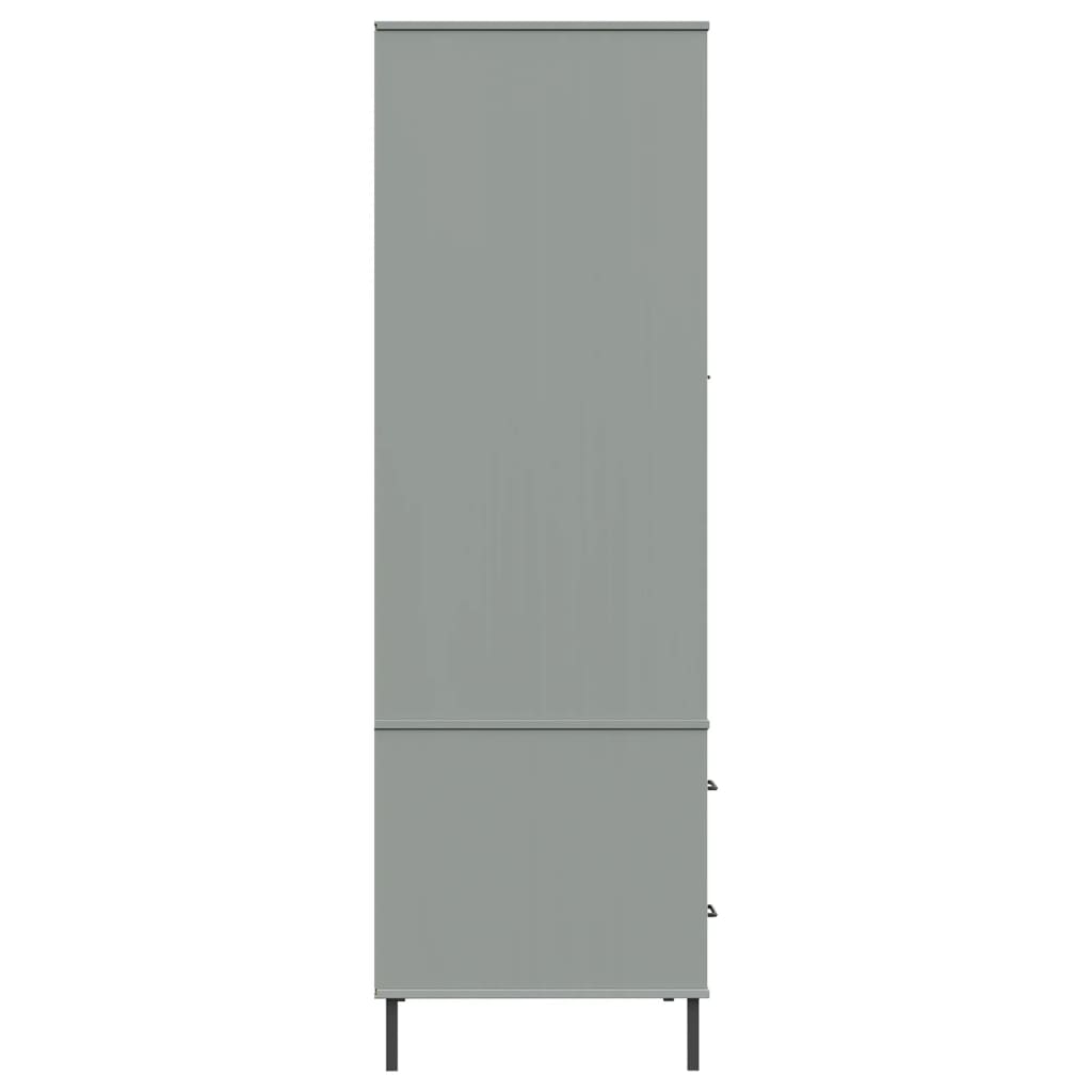 Wardrobe OSLO metal legs grey 90x55x172.5cm solid wood