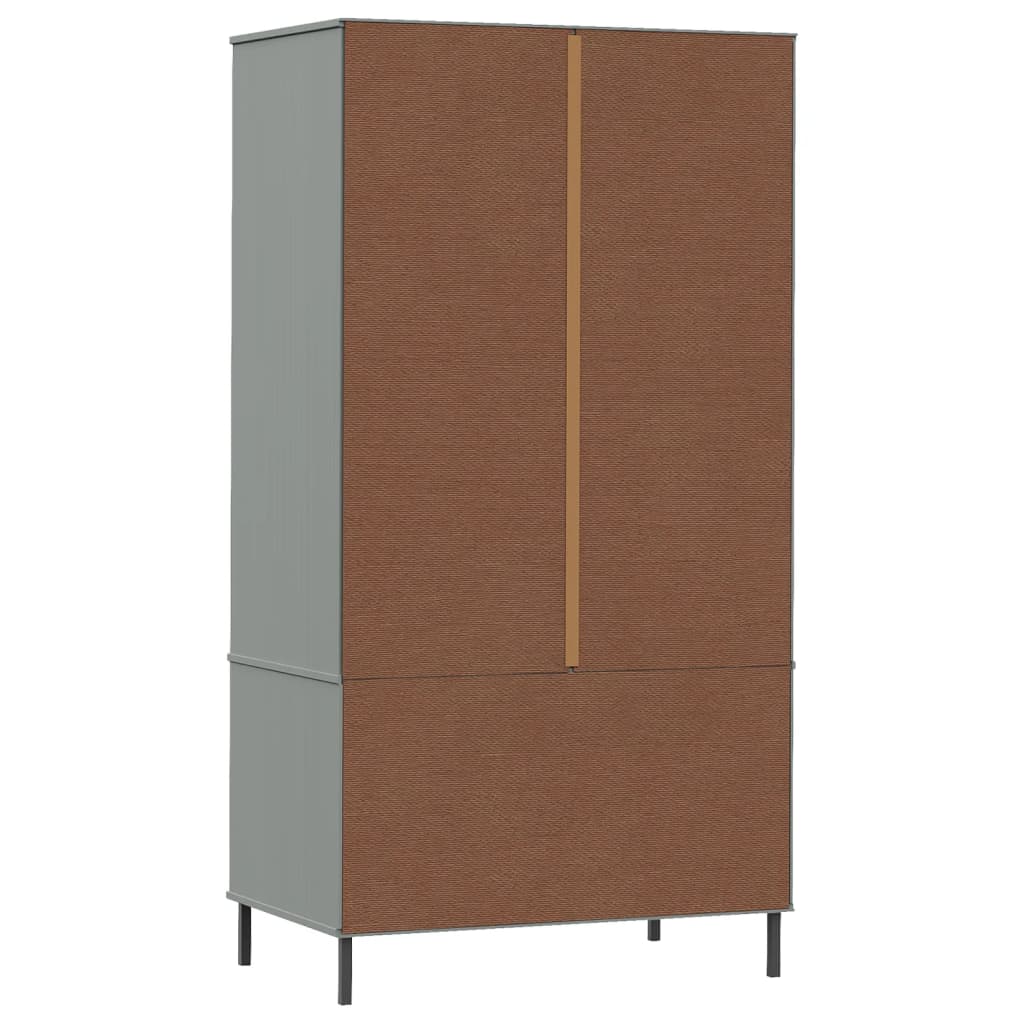 Wardrobe OSLO metal legs grey 90x55x172.5cm solid wood