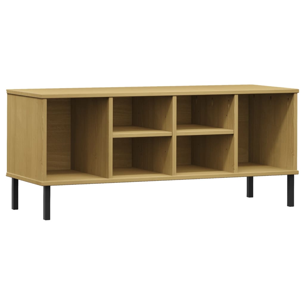 Shoe rack OSLO with metal legs brown 106x35x45 cm solid wood