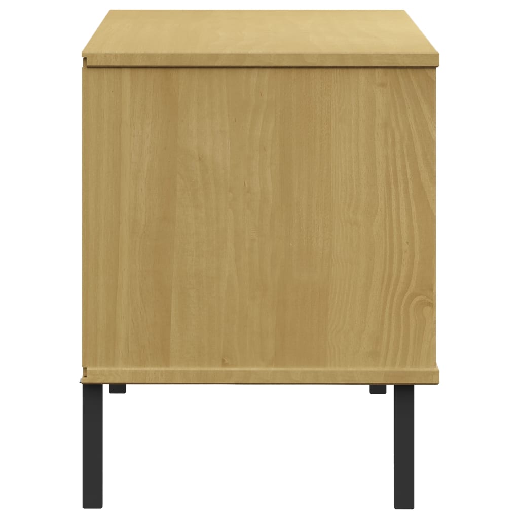 Shoe rack OSLO with metal legs brown 106x35x45 cm solid wood