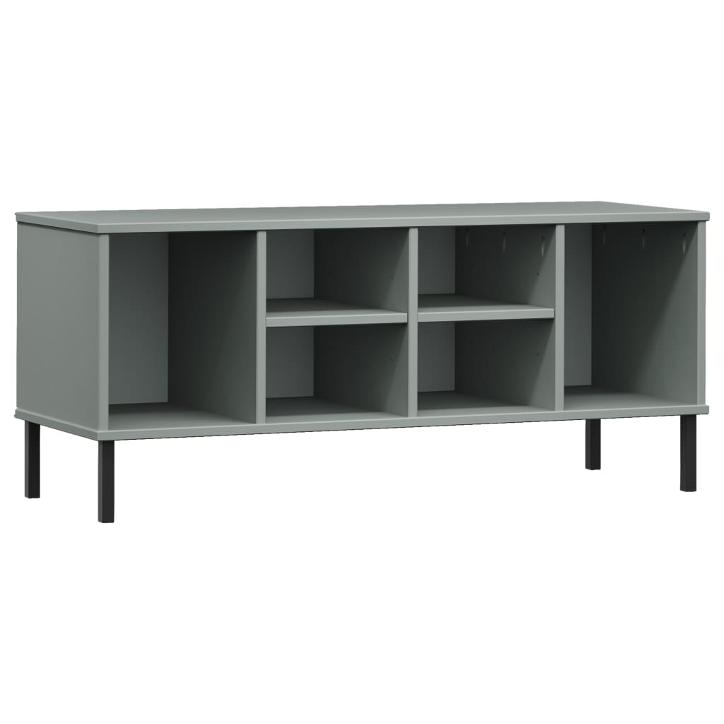 Shoe rack OSLO with metal legs grey 106x35x45 cm solid wood