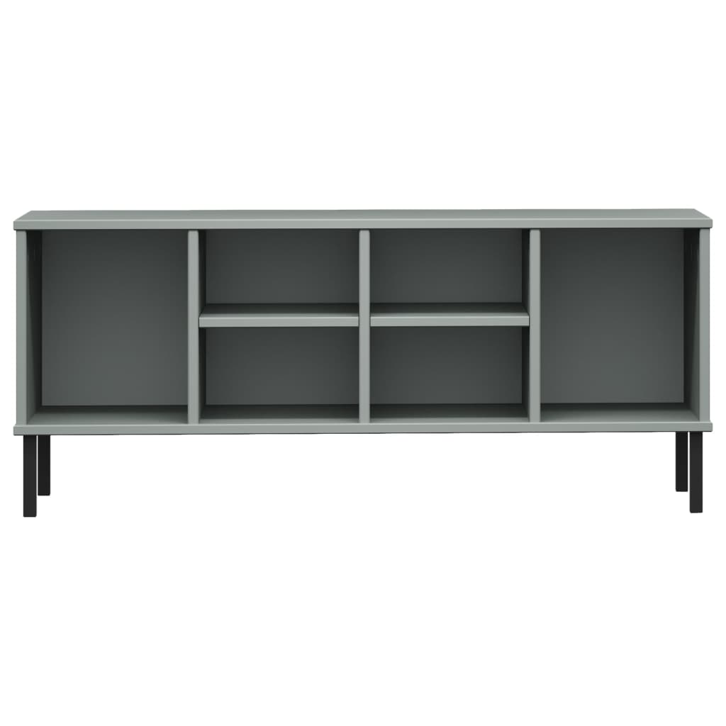 Shoe rack OSLO with metal legs grey 106x35x45 cm solid wood