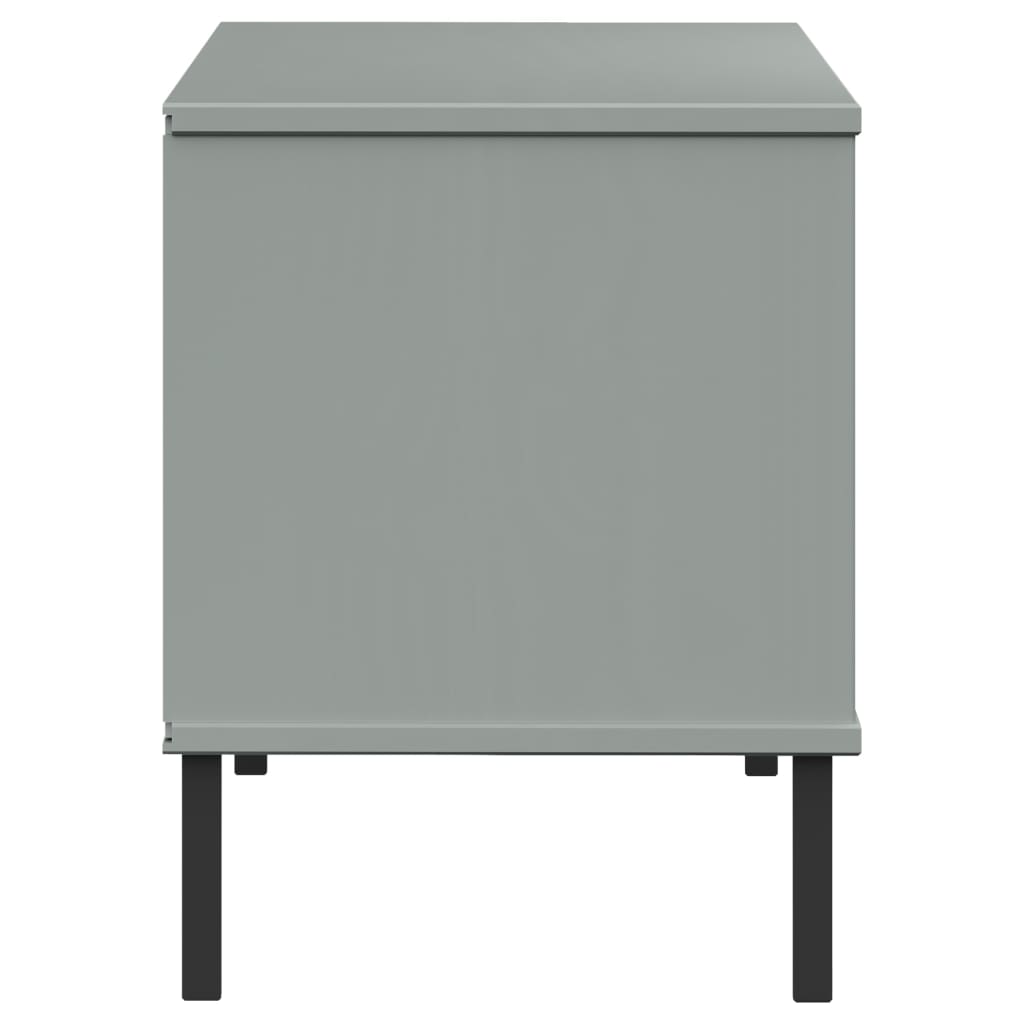 Shoe rack OSLO with metal legs grey 106x35x45 cm solid wood