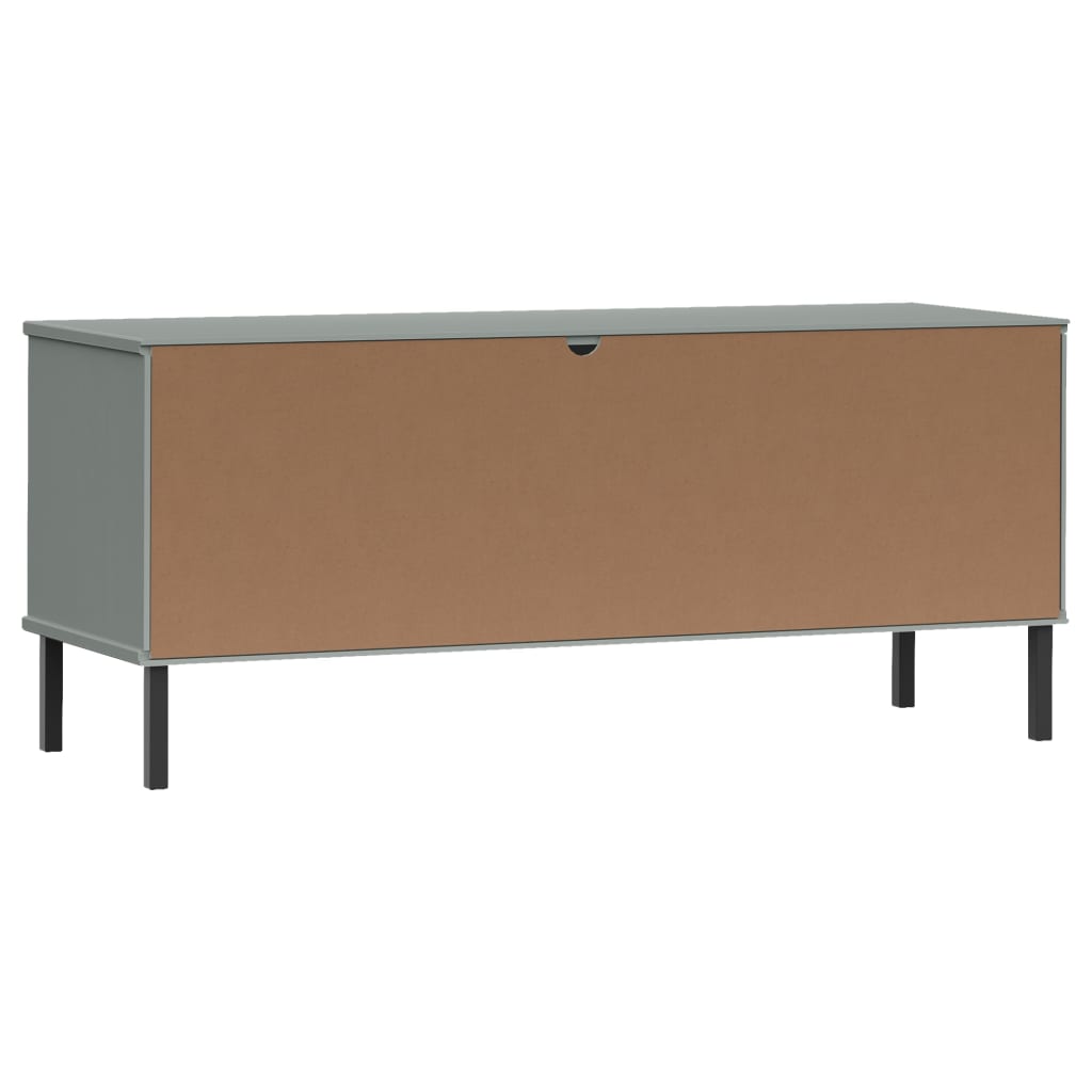 Shoe rack OSLO with metal legs grey 106x35x45 cm solid wood