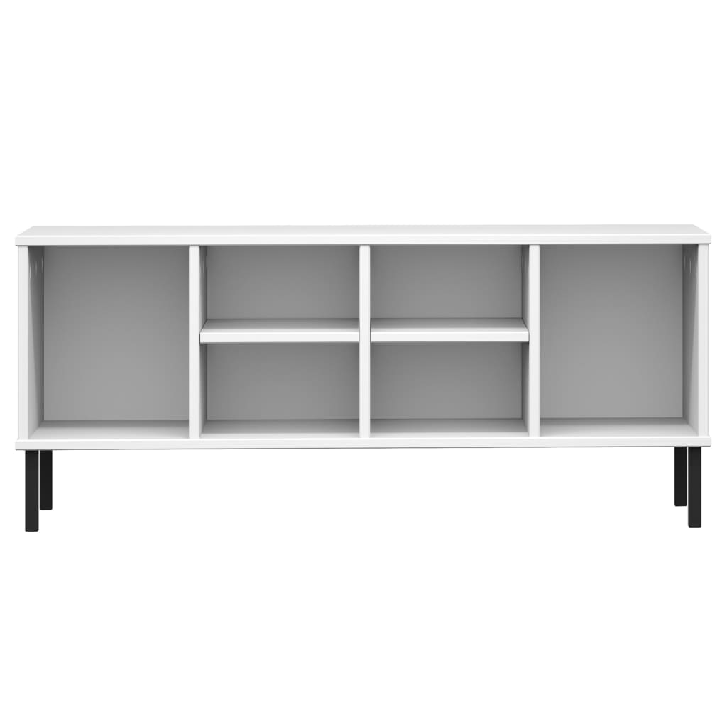 Shoe rack OSLO with metal legs white 106x35x45 cm solid wood