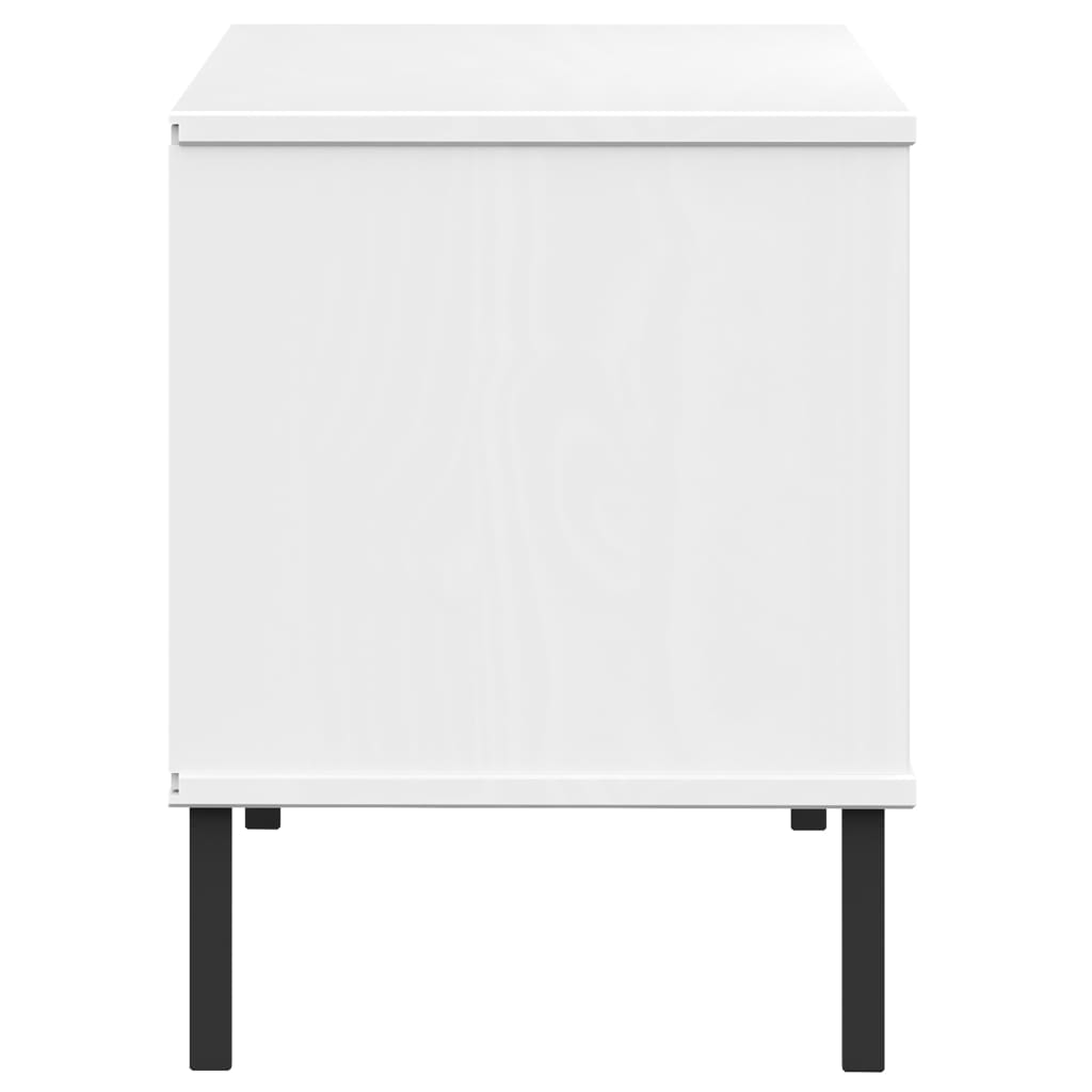 Shoe rack OSLO with metal legs white 106x35x45 cm solid wood