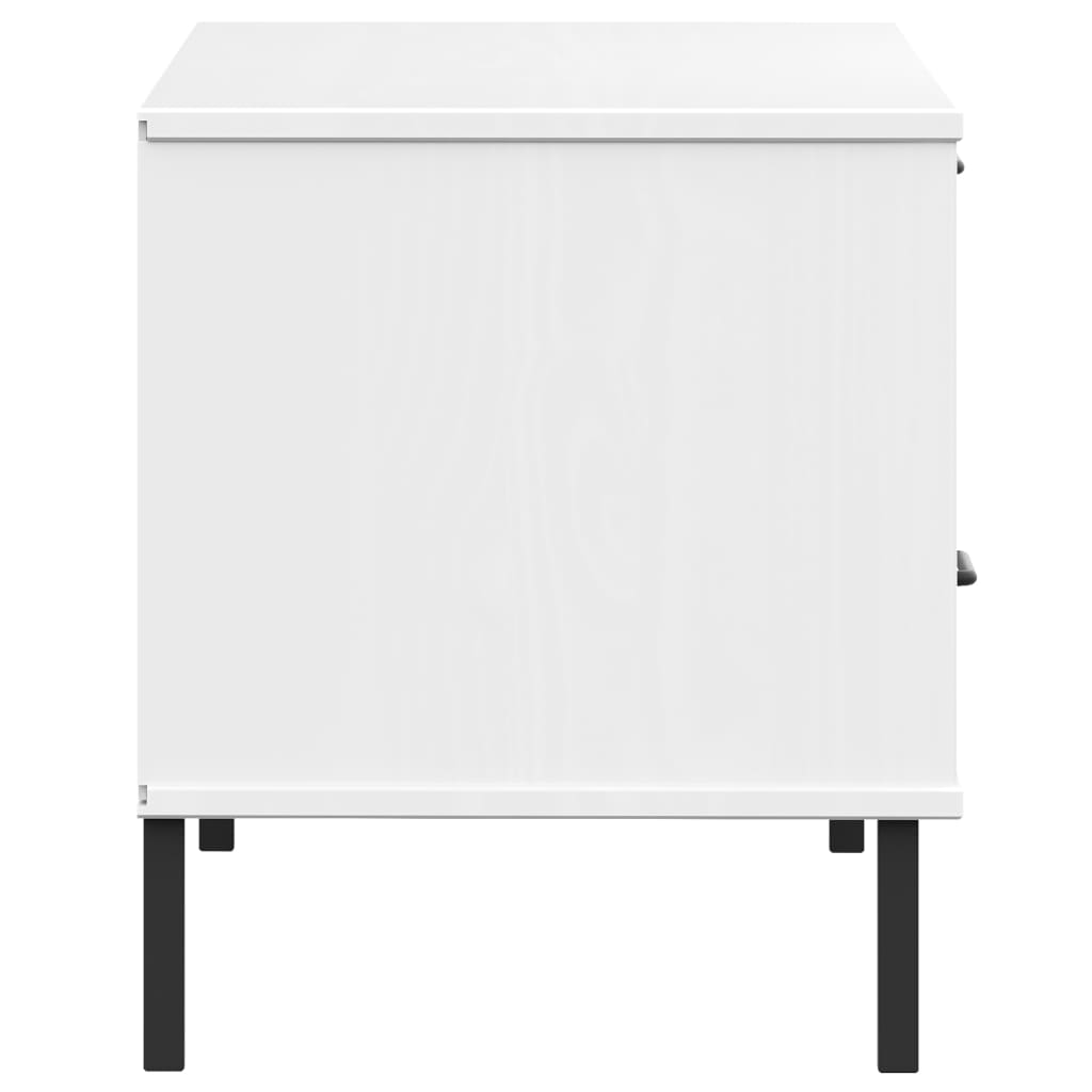 Meuble TV OSLO avec pieds en métal en pin massif blanc