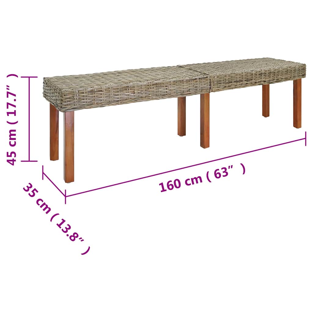 Bank Natur 160 x 35 x 45 cm Massivholz Mango