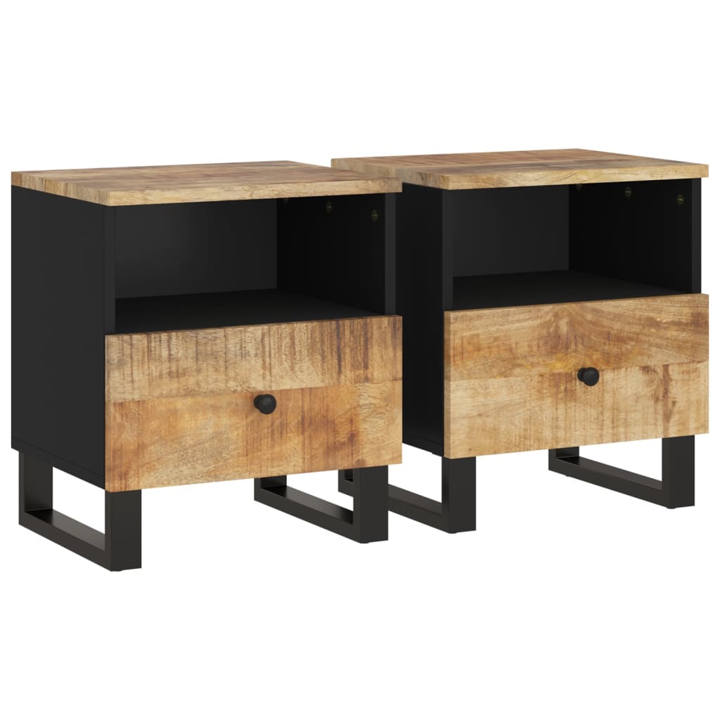 Tables de chevet, lot de 2, en manguier massif et matériaux dérivés du bois