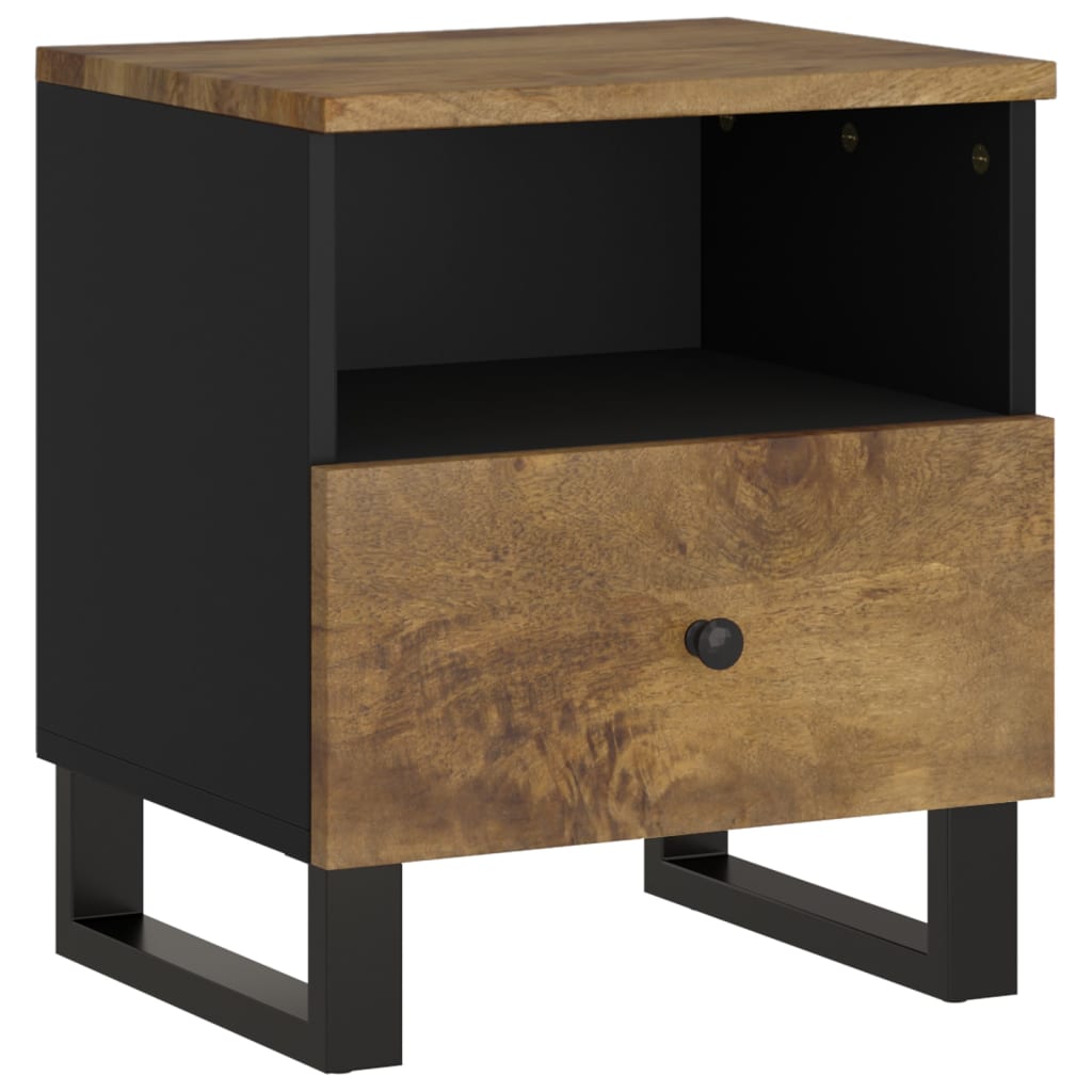 Bedside table solid mango wood & wood material