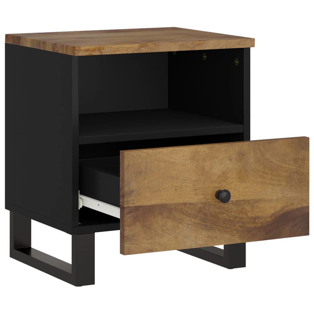 Bedside table solid mango wood & wood material