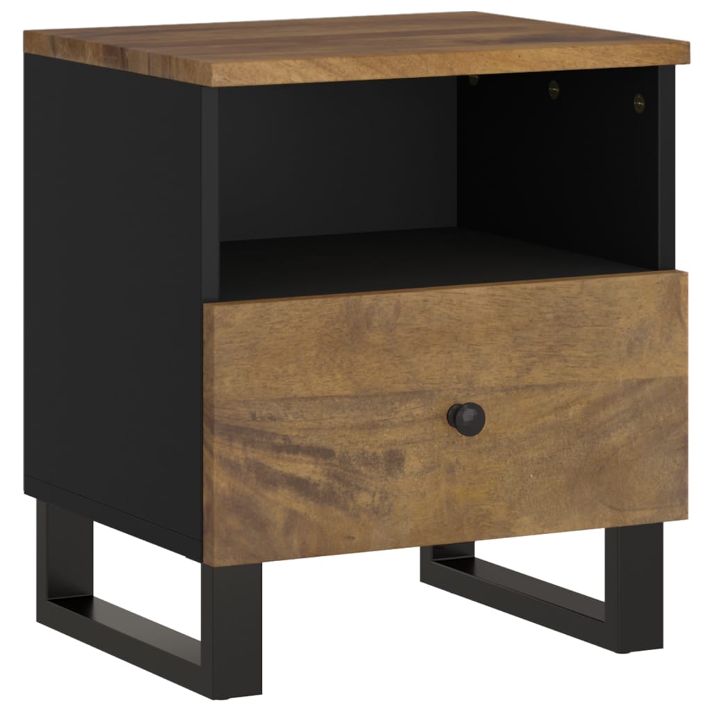 Bedside table solid mango wood & wood material