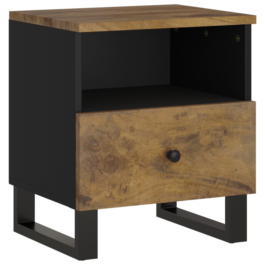 Bedside table solid mango wood & wood material