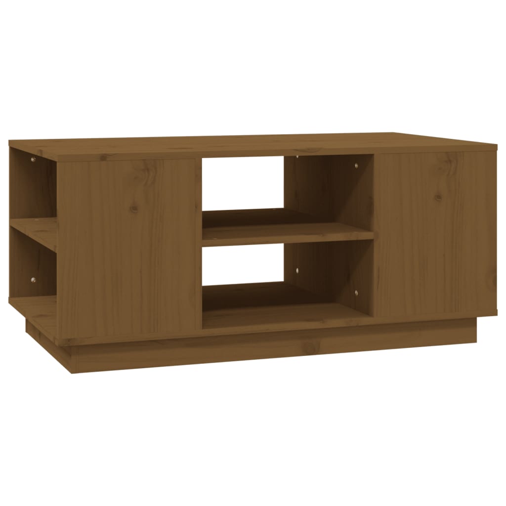 Table basse marron miel 90x49x40,5 cm en bois de pin massif