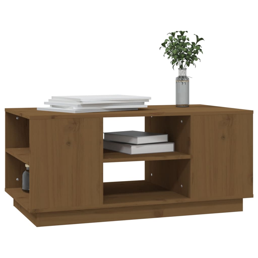 Table basse marron miel 90x49x40,5 cm en bois de pin massif