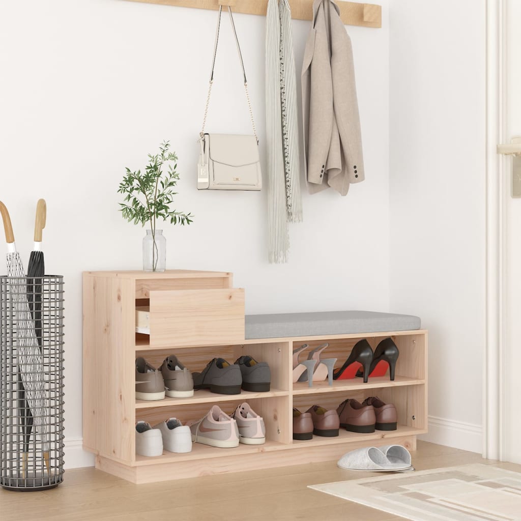 Étagère à chaussures 110x34x61 cm en bois de pin massif