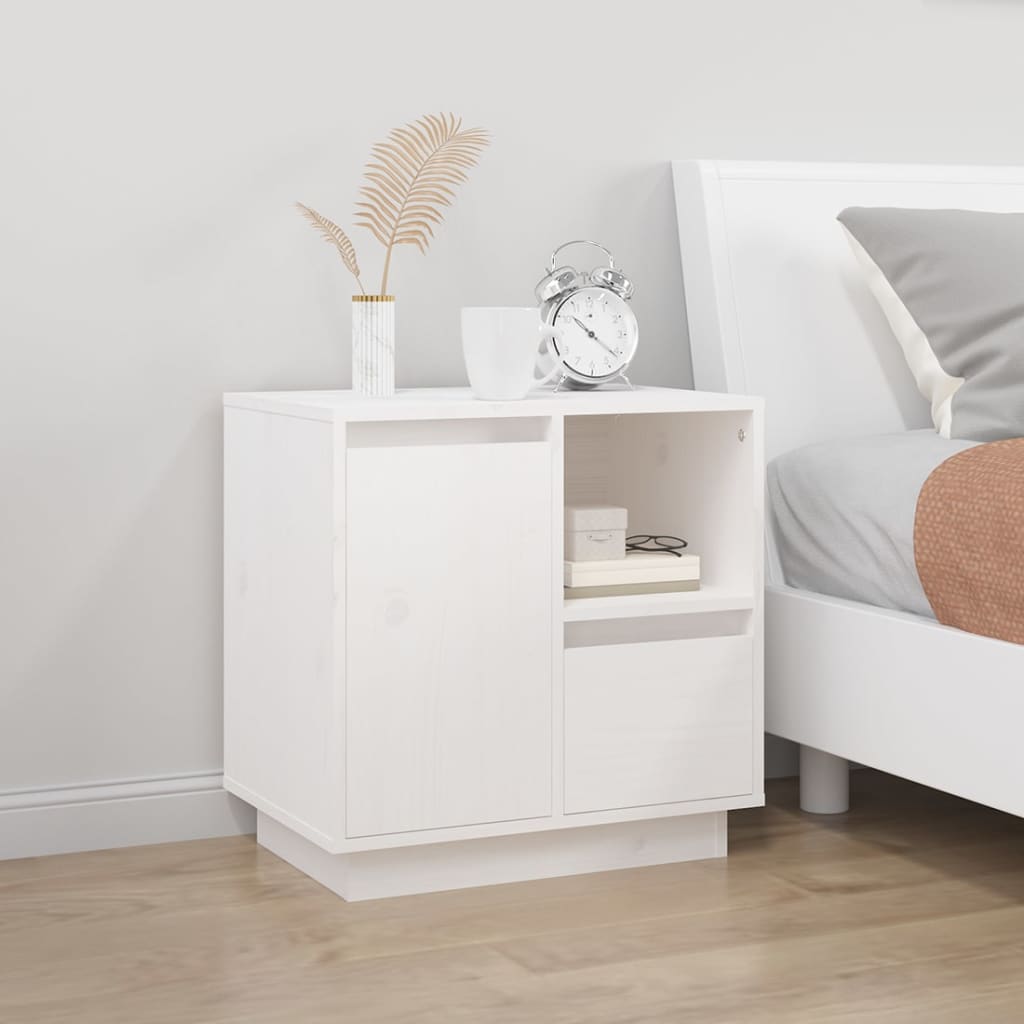 Tables de chevet, lot de 2, blanc, 50 x 34 x 50 cm, pin massif