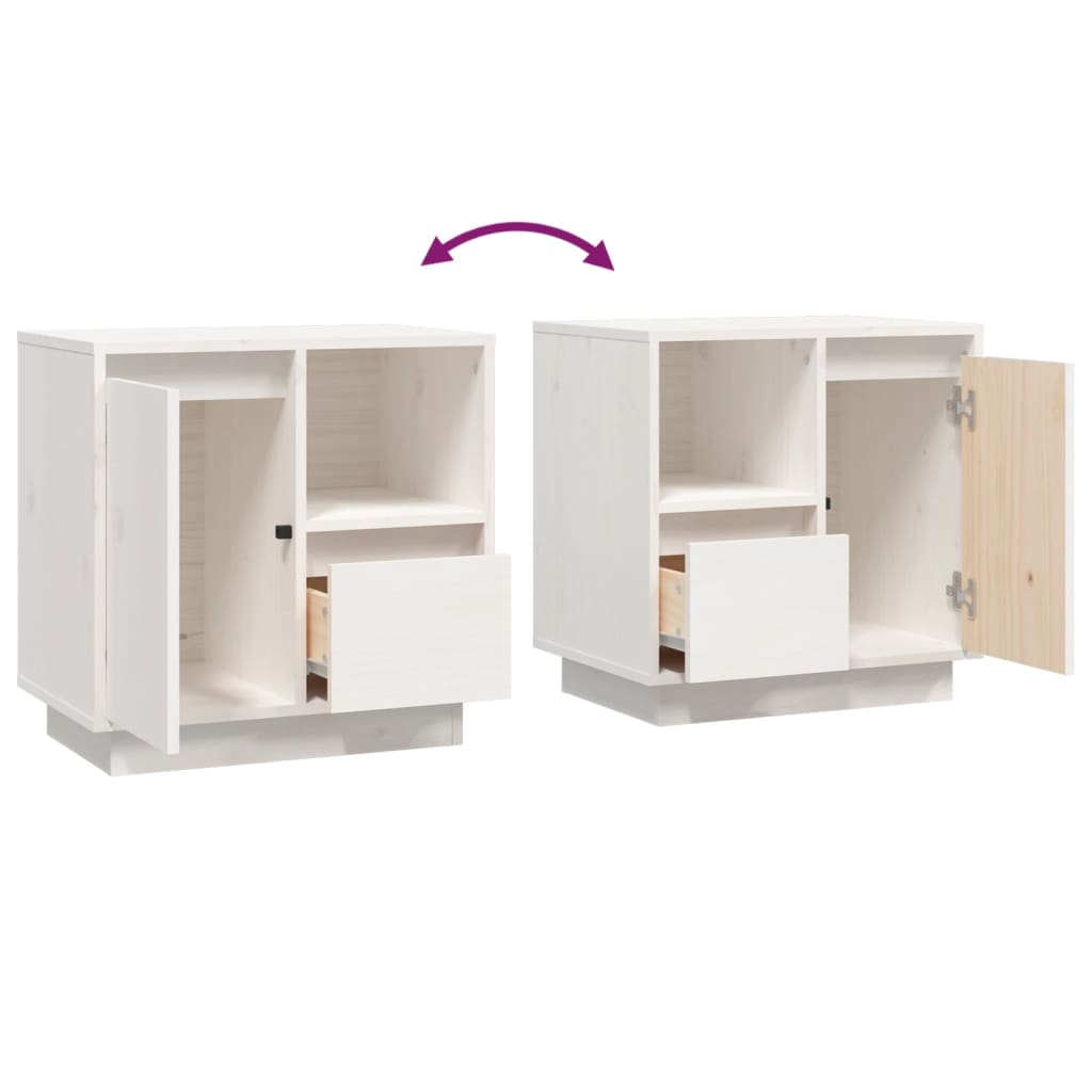 Tables de chevet, lot de 2, blanc, 50 x 34 x 50 cm, pin massif