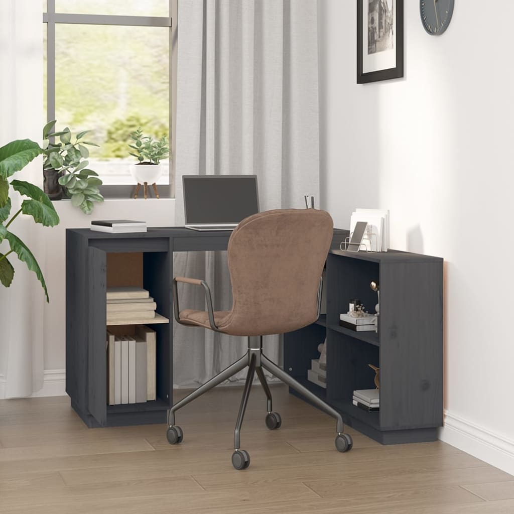 Bureau gris 110x50x75 cm en pin massif